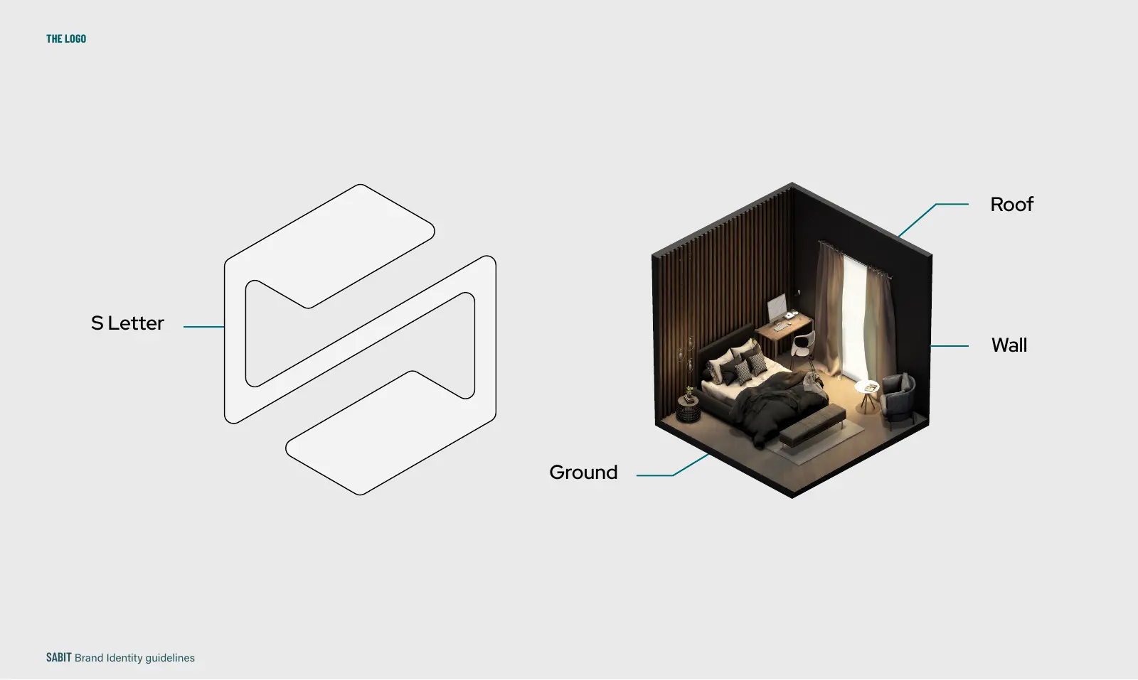 the logo concept explained inside the guidelines, so every team understands why the mark looks the way it does
