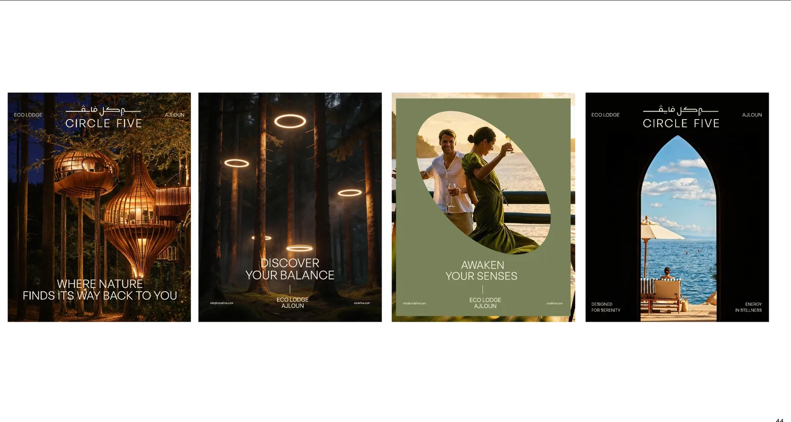 Circle Five hotel social media post designs for an eco lodge in Ajloun, Jordan