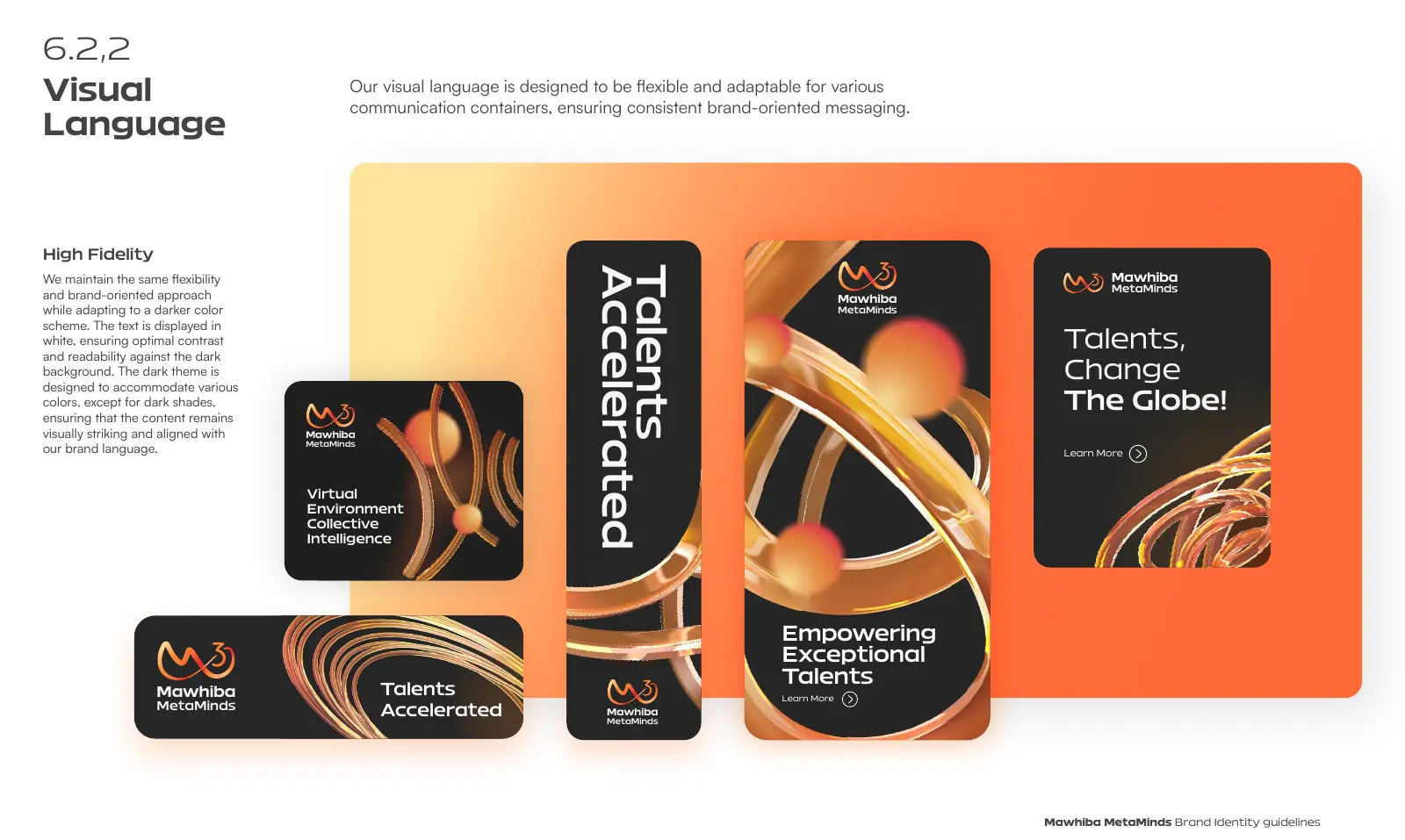 Visual language, the same forms across digital and print.