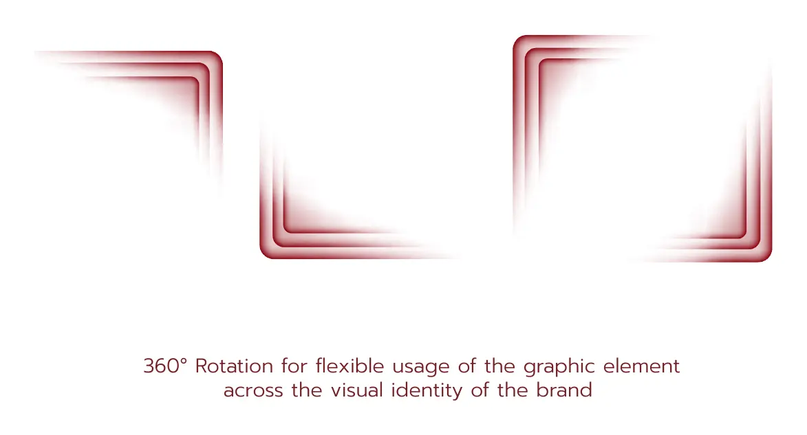 VCC ripple graphic element in dark red, shown rotated to frame different corners