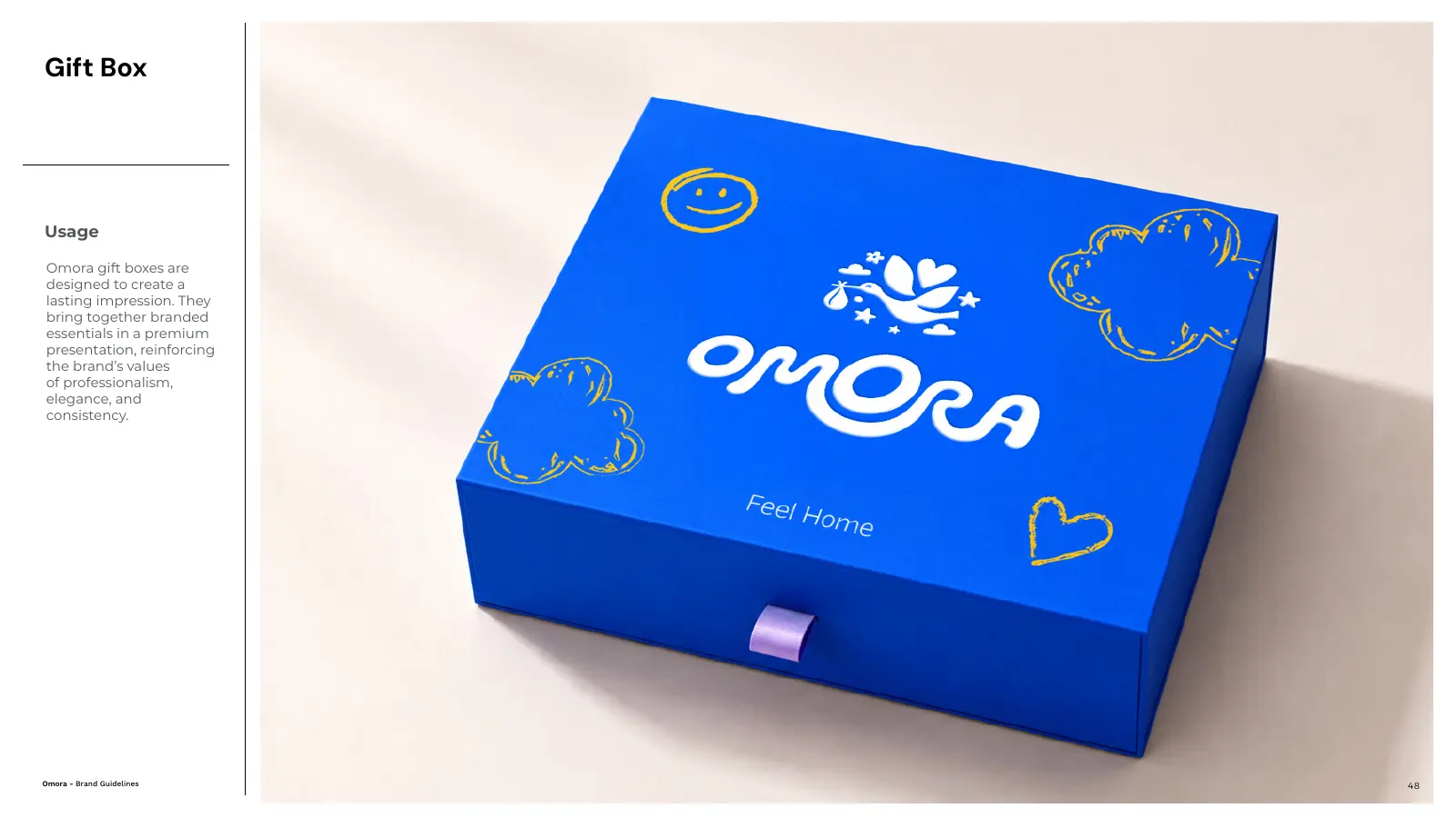 Omora, the gift box, down to the pattern.