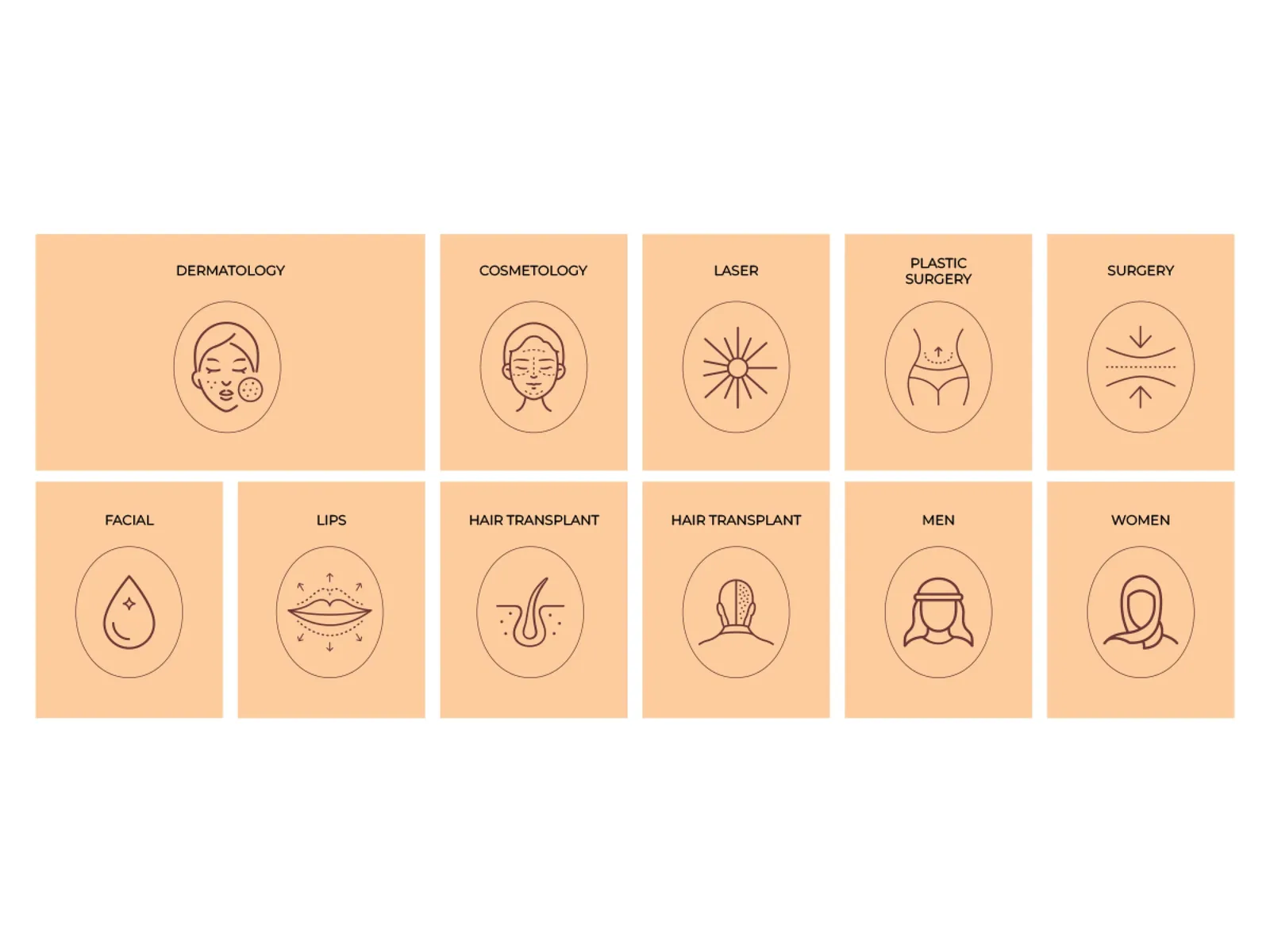 custom service icons in place of generic medical symbols.