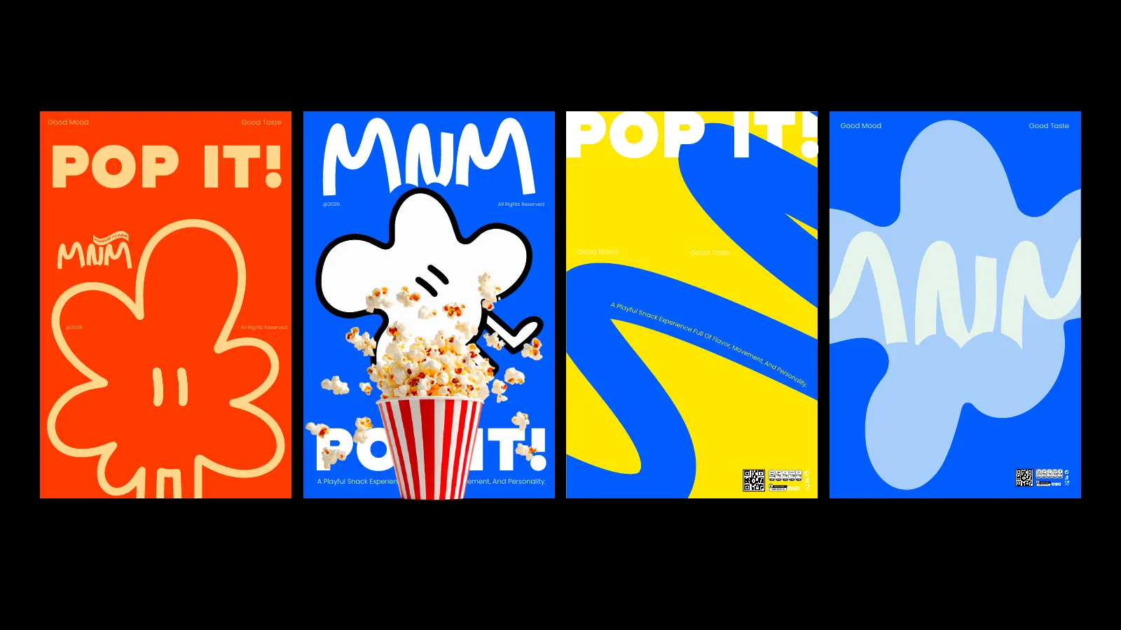 MnM posters, characters and bold type, kept in check by clear rules.